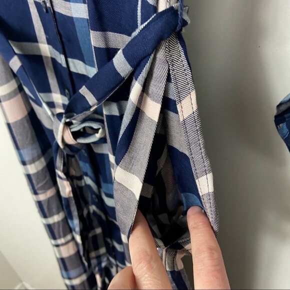 NWT Maison Jules Plaid Cold-Shoulder Midi Dress Blue Size Small New With Tags S - Picture 12 of 16